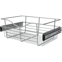 Heavy Duty Closet Wire Pull out Basket for 18 Inch Cabinet Opening Width, Full Extension Side-Mounted Slides Included, 18” W x 12” D x 7” H, Chrome, 