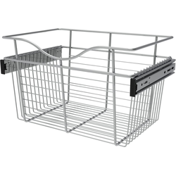 Heavy Duty Closet Wire Pull out Basket for 18 Inch Cabinet Opening Width, Full Extension Side-Mounted Slides Included, 18” W x 12” D x11” H, Chrome 