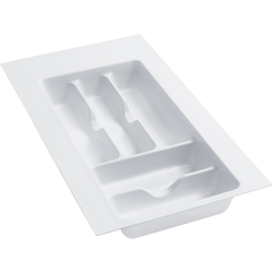 Trimmable 8-5/8" to 11-1/2" Width x 17-3/4" to 21-1/4" Length Cutlery Divider Insert, 2-3/8" Height, Glossy White Polymer