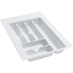 Trimmable 11-3/4" to 14-1/4" Width x 17-3/4" to 21-1/4" Length Cutlery Divider Insert, 2-3/8" Height, Glossy White Polymer 