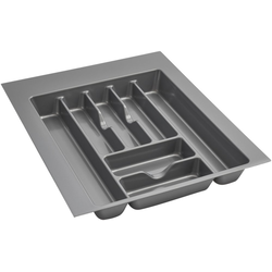  Trimmable 14-3/4" to 17-1/2" Width x 17-3/4" to 21-1/4" Length Cutlery Divider Insert, 2-3/8" Height, Semi-Gloss Silver 