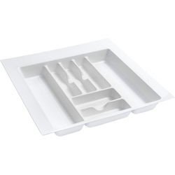  Trimmable 18-5/8" to 21-7/8" Width x 17-3/4" to 21-1/4" Length Cutlery Divider Insert, 2-3/8" Height, Glossy White Polymer