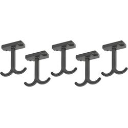 (5) Glideware Back-to-Back Hooks Only, Black