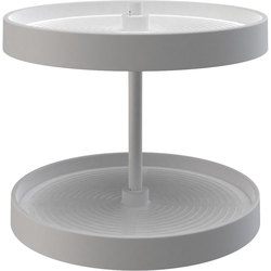 18 Inch Diameter Lazy Daisy Full Circle Bottom Mount 2-Shelf Lazy Susan Set, White