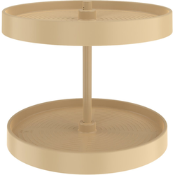 18 Inch Diameter Lazy Daisy Full Circle Bottom Mount 2-Shelf Lazy Susan Set, Almond