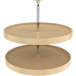 28 Inch Diameter Lazy Daisy Full Circle 2-Shelf Lazy Susan Set, Almond