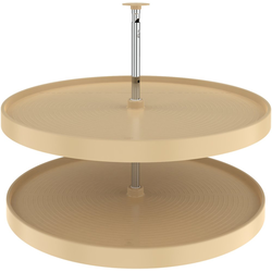 32 Inch Diameter Lazy Daisy Full Circle 2-Shelf Lazy Susan Set, Almond