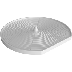 32 Inch Diameter D-Shape Polymer Single Shelf Lazy Daisy Corner Lazy Susan Only with Bottom Mount Post, White