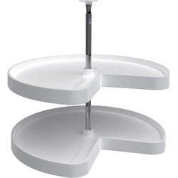 28 Inch Diameter Kidney Shape Lazy Daisy 2 Shelf Corner Lazy Susan Set, for 26, 31 Inch Inner Cabinet Height, White