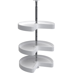 18 Inch Diameter Kidney Shape 3 Shelf Corner Lazy Susan Set, for 34-41 Inch Inner Cabinet Height, White