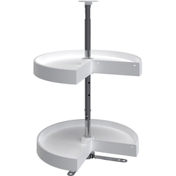 18 Inch Diameter Pie Cut Polymer Lazy Daisy 2 Shelf Corner Lazy Susan Set, for 26, 31 Inch Inner Cabinet Height, White