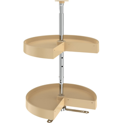 18 Inch Diameter Pie Cut Polymer Lazy Daisy 2 Shelf Corner Lazy Susan Set, for 26, 31 Inch Inner Cabinet Height, Almond