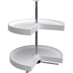 24 Inch Diameter Pie Cut Polymer Lazy Daisy 2 Shelf Corner Lazy Susan Set, for 26, 31 Inch Inner Cabinet Height, White