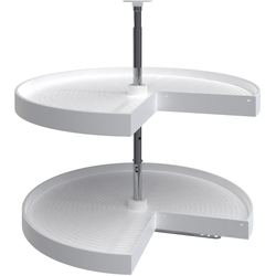 28 Inch Diameter Pie Cut Polymer Lazy Daisy 2 Shelf Corner Lazy Susan Set, for 26, 31 Inch Inner Cabinet Height, White