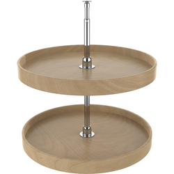 24 Inch Diameter Full Circle 2-Shelf Lazy Susan Set, Natural Wood