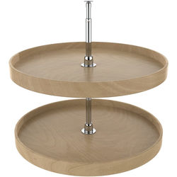 28 Inch Diameter Full Circle 2-Shelf Lazy Susan Set, Natural Wood