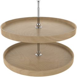 32 Inch Diameter Full Circle 2-Shelf Lazy Susan Set, Natural Wood