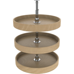18 Inch Diameter Full Circle 3-Shelf Lazy Susan Set, Natural Wood