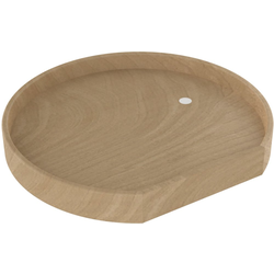 20 Inch Diameter D-Shape Natural Wood Lazy Daisy Single Shelf Corner Lazy Susan Only with No Hole, Natural