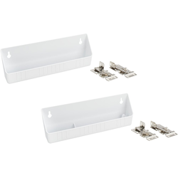  White Polymer Tip-Out Tray including Hinges for 13-1/4 Inch Minimum Cabinet Opening Width, 11 Inch Length x 2-1/4 Inch Deep x 3-3/4 Inch Height 