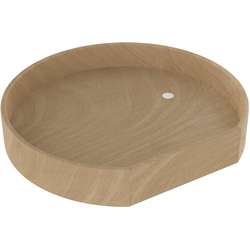 20 Inch Diameter D-Shape Natural Wood Lazy Daisy Tall Tray Single Shelf Corner Lazy Susan Only with Swivel Bearing, Natural 