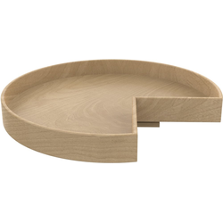 28 Inch Diameter Kidney Shape Natural Wood Single Shelf Tall Tray Lazy Daisy Corner Lazy Susan Set with Swivel Bearing, Natural
