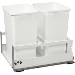 35 Quart Undermount Double Trash Pull-Out Waste Container with Blum Tandem, Blumotion Soft-Close Slides, Min. Cabinet Opening: 18" or 18-1/8" Wide, White