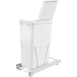 50 Quart Bottom Mount Single Trash Pull-Out, Min. Cabinet Opening: 11-3/8" Wide, White