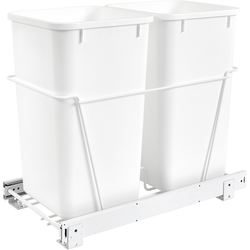 27 Quart Double Trash Pull-Out Waste Container Bin, Min. Cabinet Opening: 12" Wide, White