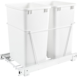 30% OFF 35 Quart Double Trash Pull-Out Waste Container Bin, Min. Cabinet Opening: 14-1/2" Wide, White