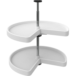 30% OFF 24 Inch Diameter Kidney Shape Value Line 2 Shelf Independently Rotating Polymer Lazy Susan Set, for 26, 31 Inch Inner Cabinet Height, White 