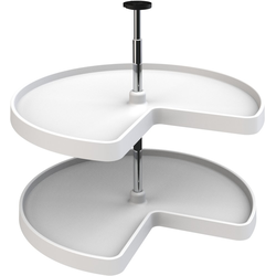 30% OFF 28 Inch Diameter Kidney Shape Value Line 2 Shelf Independently Rotating Polymer Lazy Susan Set, for 26, 31 Inch Inner Cabinet Height, White 