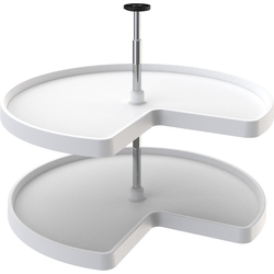 31% OFF 32 Inch Diameter Kidney Shape Value Line 2 Shelf Independently Rotating Polymer Lazy Susan Set, for 26, 31 Inch Inner Cabinet Height, White 