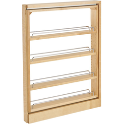 3 Inch Width Pull-Out Kitchen Base Cabinet Filler with Soft-Close Slides, Natural, Min. Cabinet Opening: 3-1/8" W x 23-1/4" D x 30-1/8" H
