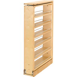 6"W x 38-1/2 Inch Height Tall Pantry Cabinet Filler Pull-Out Organizer with Wood Adjustable Shelves, Natural, Min. Cabinet Opening: 6-1/8" W x 23-1/4" D x 38-5/8" H