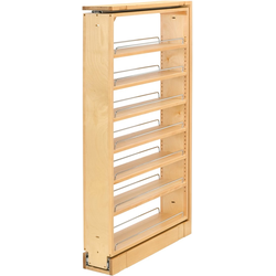 20% OFF 6"W x 44-1/2 Inch Height Tall Pantry Cabinet Filler Pull-Out Organizer with Wood Adjustable Shelves, Natural, Min. Cabinet Opening: 6-1/8" W x 23-1/4" D x 44-5/8" H