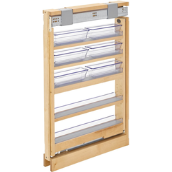 26% OFF 3 Inch Width Kitchen Base Cabinet, Desk/Vanity Filler Pull-Out Organizer with Storage Trays, and Blum Tandem Soft-Close Slides, Natural, Min. Cabinet Opening: 3-1/8" W x 19-1/4" D x 30-1/8" H