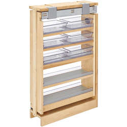 37% OFF 6 Inch Width Wood Kitchen Base Cabinet Filler Pull-Out with Adjustable Shelves and Bins for Bathroom/Vanity, Natural, Min. Cabinet Opening: 6-1/8" W x 19-1/4" D x 30-1/8" H