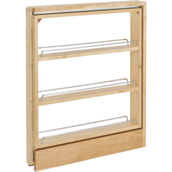 3 Inch Width Wood Pull-Out Kitchen Base Cabinet Organizer with Top Slide, Natural, Min. Cabinet Opening: 3" W x 23" D x 26-3/8" H