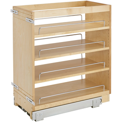 11 Inch Width Wood Pull-Out Organizer with Adjustable Shelves for Kitchen Base Cabinet, Natural, Min. Cabinet Opening: 11-1/2" W x 22-1/2" D x 25-5/8" H