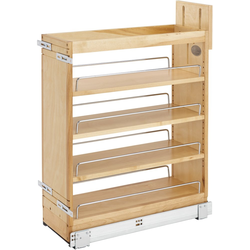 8-1/2 Inch Width Wood Kitchen Cabinet Base Pull-Out Organizer with Blumotion Soft-Close Slides and Servo-Drive, Natural, Min. Cabinet Opening: 9" W x 22-12/16" D x 25-5/8" H
