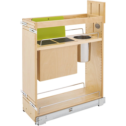 8 Inch Width Kitchen Base Cabinet Pull-Out Organizer with Knife Inserts, Utensil Bins, and BLUMOTION Soft-Close Slides, Natural, Min. Cabinet Opening: 8-1/2" W x 21-3/4" D x 25-5/8" H