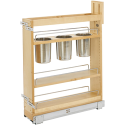 22% OFF Soft-Close 3-Bin Pullout Utensil Organizer for Minimum Cabinet Opening: 5-1/2" Width x 21-3/4" Depth x 25-5/8" Height, Bottom-Mount, Clearcoat Maple Finish