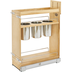 22% OFF Soft-Close 3-Bin Pullout Utensil Organizer for Minimum Cabinet Opening: 8-1/2" Width x 21-3/4" Depth x 25-5/8" Height, Bottom-Mount, Clearcoat Wood Finish 