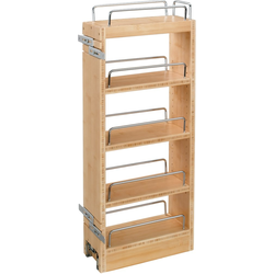 8 Inch Width Wood Classic Upper Kitchen Wall Cabinet Pull-Out Organizer with Ball-Bearing Tri-Slide System, Natural, Min. Cabinet Opening: 8-1/8" W x 11" D x 26-3/8" H
