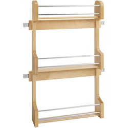 Door Mount Spice Rack with Chrome Rails and Mounting Hardware for 18 Inch Width Cabinet, 13-1/2 Inch Width x 21-1/4 Inch Height x 3-1/8 Inch Depth, Natural Maple 