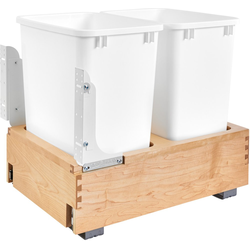 22% OFF 35 Quart Wood Bottom Mount Double Trash Pull-Out Waste Containers, Min. Cabinet Opening: 15" Wide, Natural