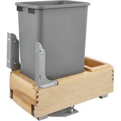 50 Quart Wood Bottom Mount Single Trash Pull-Out Waste Container with Rev-A-Motion Slides, Min. Cabinet Opening: 11-3/8" Wide, Natural