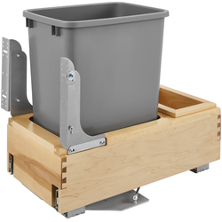 35 Quart Wood Bottom Mount Single Trash Pull-Out Waste Container with Rev-A-Motion Slides, Min. Cabinet Opening: 11-3/8" Wide, Natural