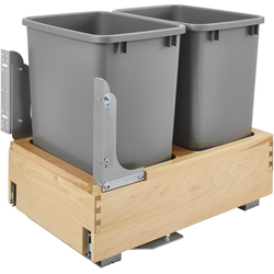 22% OFF 35 Quart Wood Bottom Mount Double Trash Pull-Out Waste Containers with Rev-A-Motion Slides, Min. Cabinet Opening: 14-3/8" Wide, Natural